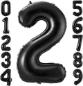Black 2 Balloon Number,40 Inch Number 2 Balloon Large Black 2 Foil Mylar Helium Balloon for Birthday Party Decorations