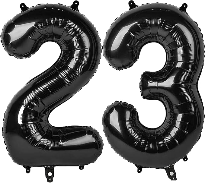 40 Inch Black Number 23 Digital Balloon,Jumbo Mylar Foil Helium Balloon for 23 Balloons for Birthday Party,Wedding Anniversary Party Decorations