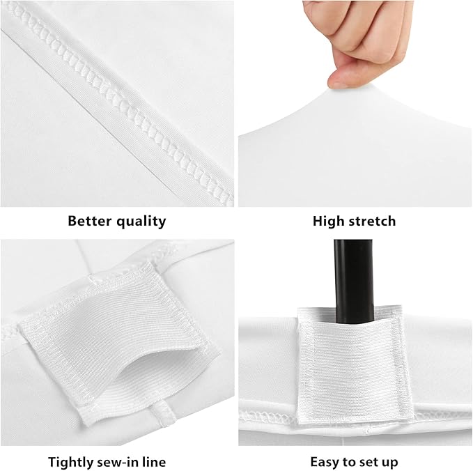 Table Covers for 6 Foot Tables, White Washable and Wrinkle Resistant Stretch Tablecloths Rectangle 6ft for Events, Wedding, Banquets, Parties