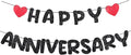 Happy Anniversary Decoration Glitter Anniversary Party Decorations Romantic Decorations Wedding Party Banner No DIY Pre-strung Happy Anniversaries Banner for Decoration Supplies Birthday Door(Black)