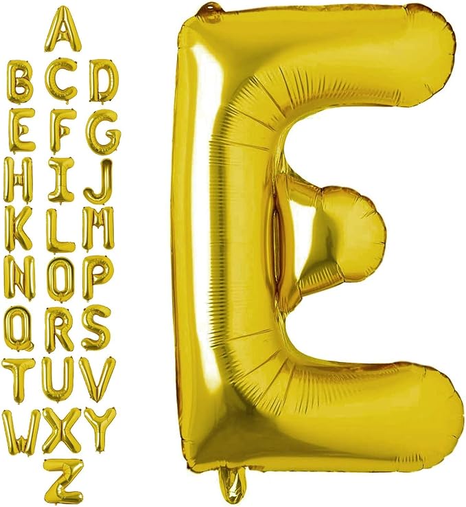 40 Inch Gold Letter E Balloons, DIY Phrase Foil Alphabet Letter E Balloons DIY Word E Banner for Birthday Anniversary Celebration Graduation Party Supplies Decoration