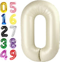 40 Inch Number Balloons, Cream Balloons for Birthday Party Decoration, Foil Number 0 Ballon for 0, 10, 20, 100, 2026 Celebration, Birthday, Baby Shower, Anniversary Decor