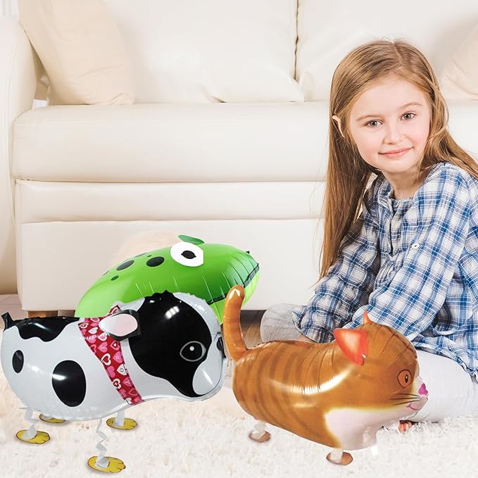 20Pcs Set Walking Animals Balloons Set, Pets Walking Balloons, Mylar Foil Helium Aluminum Balloon Kit for Kids Birthday Party Baby Shower Decor Children Gift