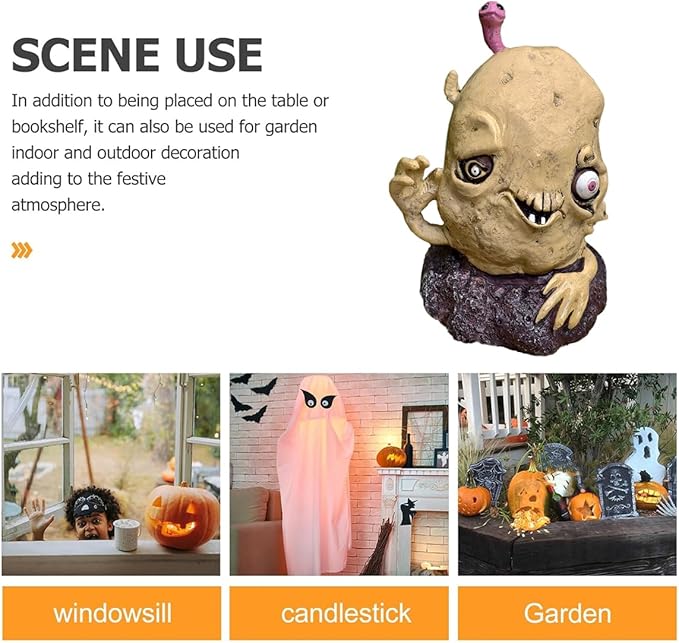 Halloween Vegetable Zombie Statue,Realistic Carrot Potato zombie Garden sculpture,Halloween Garden Decor,Outdoor Decorations for Patio Yard Walking Dead Zombie Gnome Graveyard Décor (Potato（A）)
