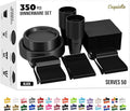350 Pcs Black Plastic Plates For Party, Black Disposable Plates Set, 50 Of Each 9" Dinner Plate Set, 7" Dessert Plate, Cups, Napkins & Cutlery Plastic Dinnerware Set Exquisite