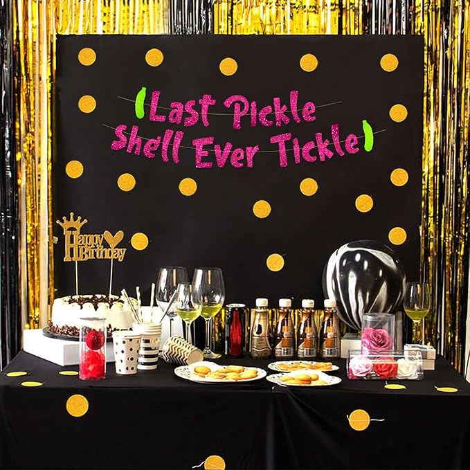 Pre-Strung Funny Bachelorette Party Pink Glitter Banner - Funny Bachelorette Party Decorations for Her - Party Supplies, Favors and Gifts