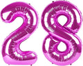 40 Inch Large 28 Balloon Numbers Rose Purple Big Foil Number Balloons Giant Helium Happy Birthday Party Decorations for Man and Women, Huge Mylar Anniversary Party Supplies