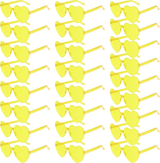 PLULON Heart Sunglasses for Women 5/12/25 Pcs, Heart Glasses Valentine Day Rimless Shaped Candy Color Fun Glasses Party Favor
