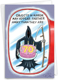 NobleWorks - 70th Milestones Birthday Blank Greeting Card with 5 x 7 Inch Envelope (1 Card) - Objects in Mirror 70 4849K