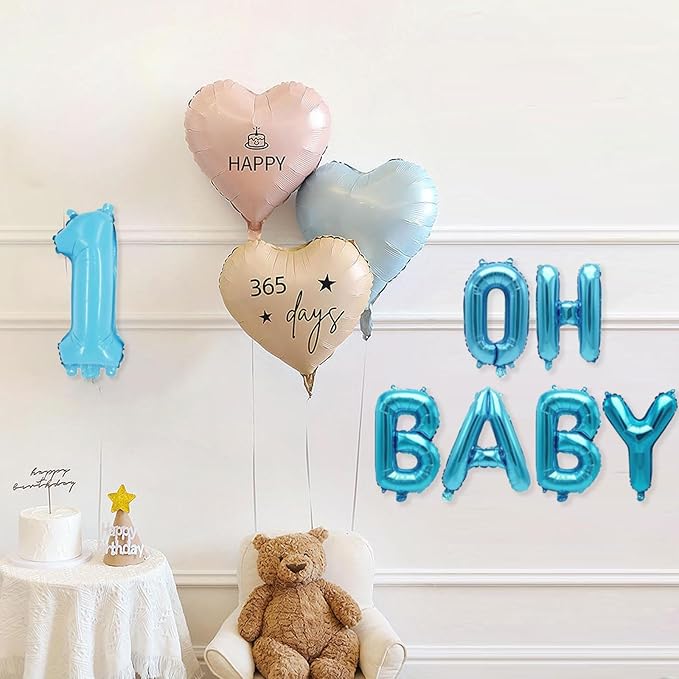 2 Set 20 Pcs Number Balloons 16 Inch Baby Blue 0-9 Number Mylar Foil Balloons Baby Blue Custom Digital Balloons for Birthday Party Engagement Graduations Anniversary Baby Shower Decor Party Supplies