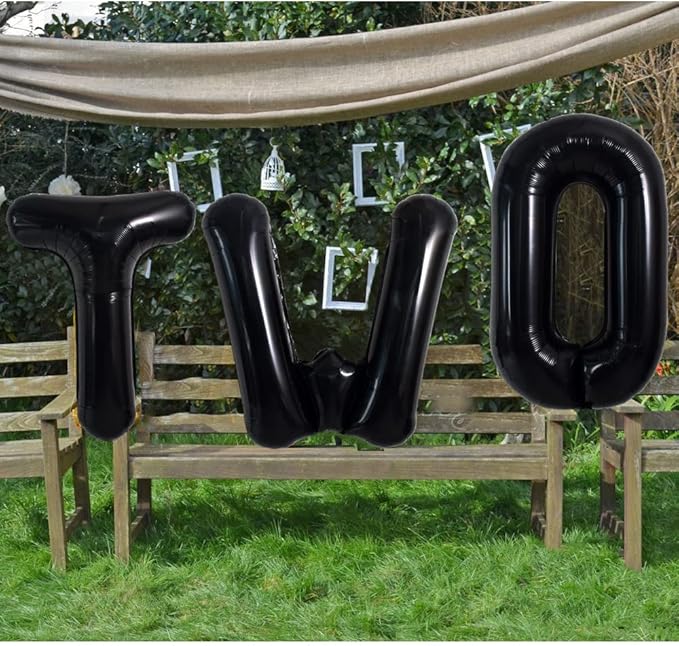 TONIFUL 40 Inch Large Black O Letter Balloon - Jumbo Helium Foil Mylar Big Alphabet for 2026 New Year Eve Graduation Wedding Baby Shower Birthday Party Anniversary Supplies Decorations