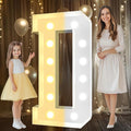 Pooqla 4 FT Marquee Light Up Letters, Cool White and Warm White Marquee Letter 4 Feet Tall, Giant LED Sign Big Mosaic Letter D for Balloons Birthday Party Anniversary Graduation Decorations