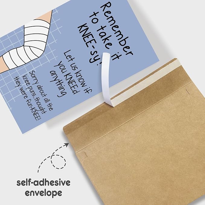 Funny Knee Get Well Soon Card for Men Women, Knee Replacement Card Gift for Patient, Speedy Surgery Recovery Cards for Him Her