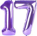 17 Balloons Number 40 Inch, Purple 17th Birthday Decoration for 1 7 17 71 Men & Women, Foil Big Number Balloon for Wedding Store Anniversary Promotion Party Decorations