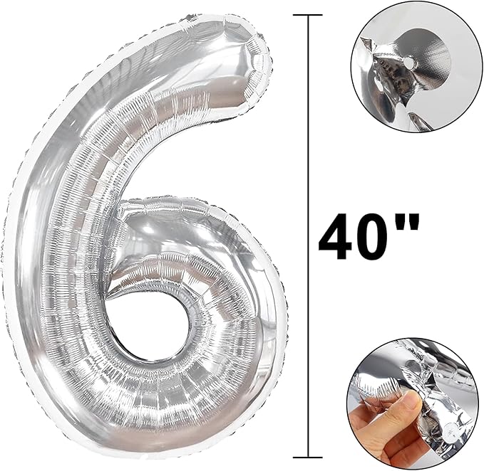 40 Inch Silver Number 26 Digital Balloon,Jumbo Mylar Foil Helium Balloon for 26 Balloons for Birthday Party,Wedding Anniversary Party Decorations