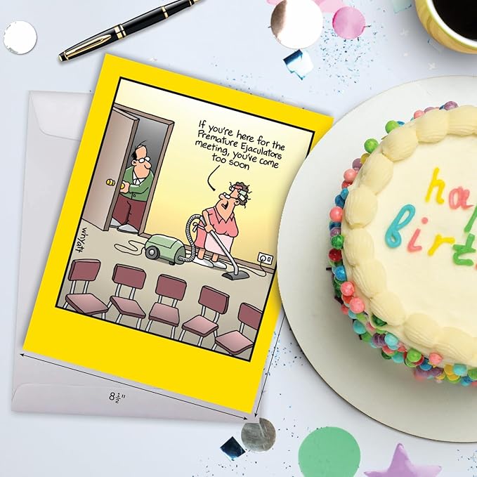 NobleWorks -1 Funny Birthday Card Inappropriate (8.5 x 11 Inch) - Humor Cartoon Bday Notecard with Envelope - Too Soon J8318BDG