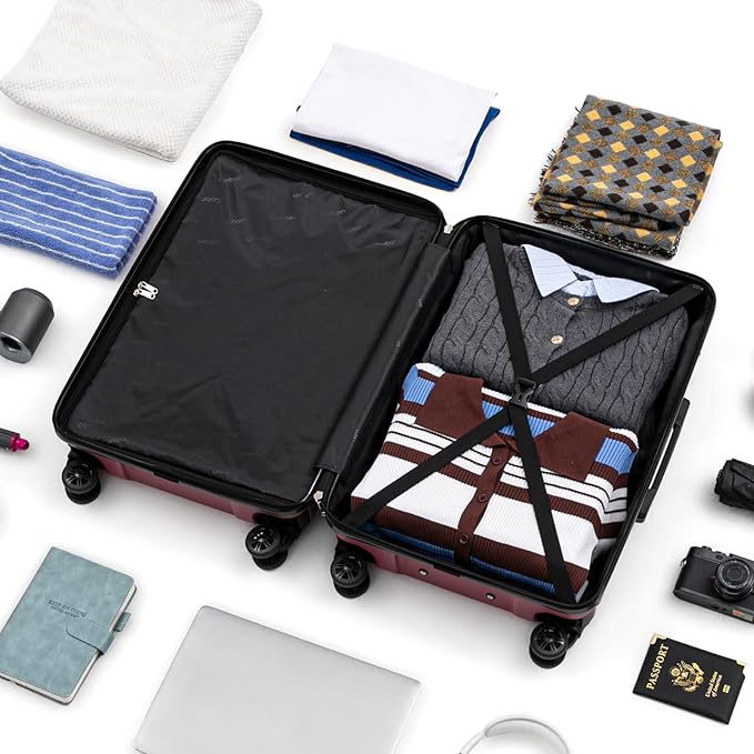 Cosbarn Luggage Sets 5 Piece Suitcases with Wheels, Suitcase Set ABS Hard Case Luggage with Spinner Wheels Durable Travel Luggage