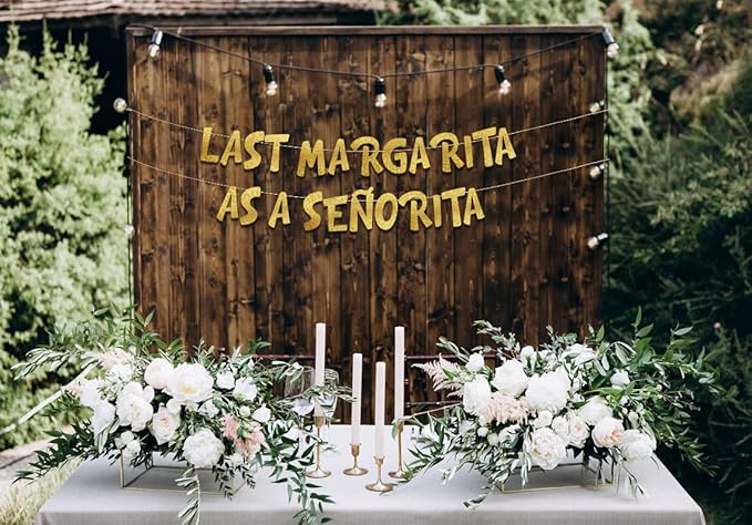 Last Margarita As A Senorita Gold Glitter Banner - Hen Party Decorations - Mexican Bachelorette Party Favors