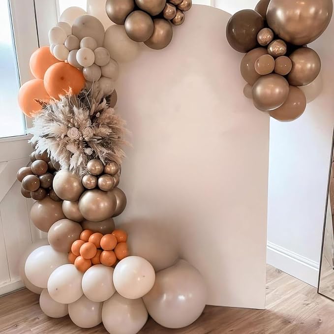 Burnt Orange Balloons, 50Pcs 12 Inches Nude Brown Metallic Champagne Fall Color Balloons for Autumn Fall Birthday Baby Shower Boho Wedding Bridal Shower Engagement Thanksgiving Party Decorations