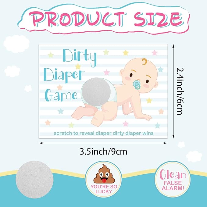 Geyee 60 Pieces Baby Shower Scratch off Game Funny Raffle Cards Baby Shower Party Games Decorations Cute Activity for Activity and Idea for Boy Girl(Nude Color)