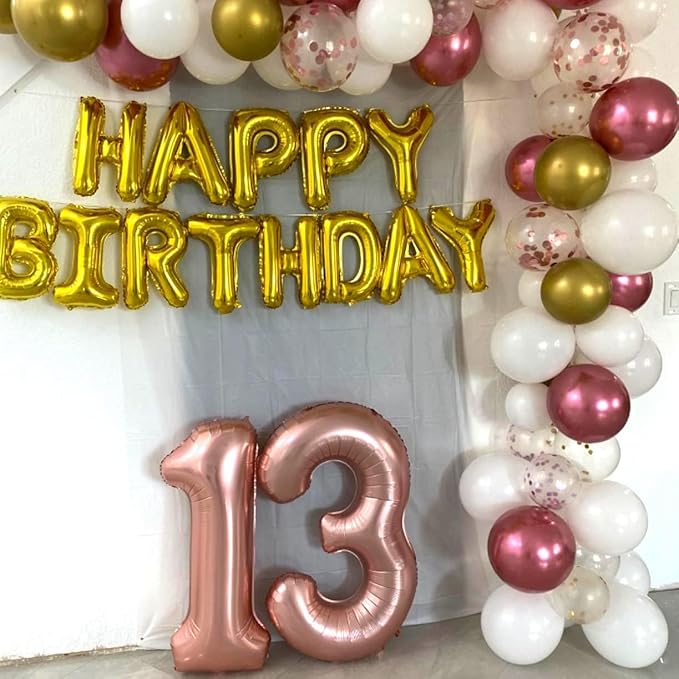 Rose Gold 16th Birthday Balloons for Girls, 40 Inch Big Mylar Foil Number 1 and 6 Balloons Self Inflating Rose Gold 16 Balloons Number for Women 16th Anniversary Party Decorations Supplies