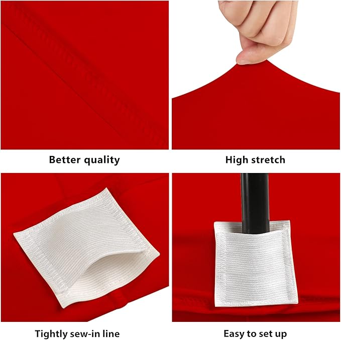 Table Covers for 6 Foot Tables, 6 Pack Red Washable and Wrinkle Resistant Stretch Tablecloths Rectangle 6ft for Events, Wedding, Banquets, Parties