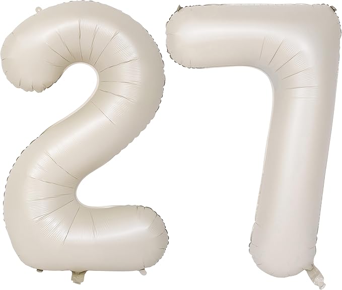 40 In Cream white Number Balloons Helium Foil Mylar Balloon Birthday Party banquet Decoration Digital 27
