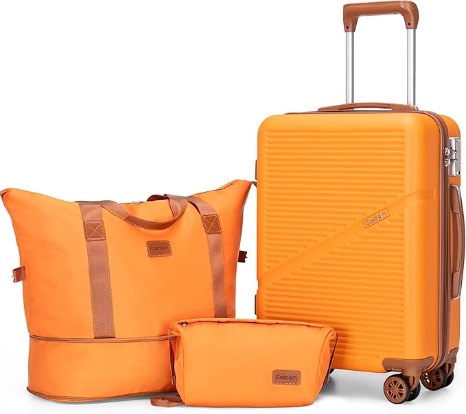Cosbarn Carry On Luggage Set 22x14x9 Airline Approved, 3 Piece 20 Inch Lightweight ABS Hardside Suitcases with Wheels and TSA Lock, Durable Waterproof Travel Suitcase for Men Women