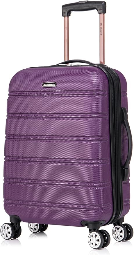 Rockland Melbourne Hardside 2 Piece Expandable Spinner Wheel Luggage Set, Carry-On 20" and Tote 14", Purple