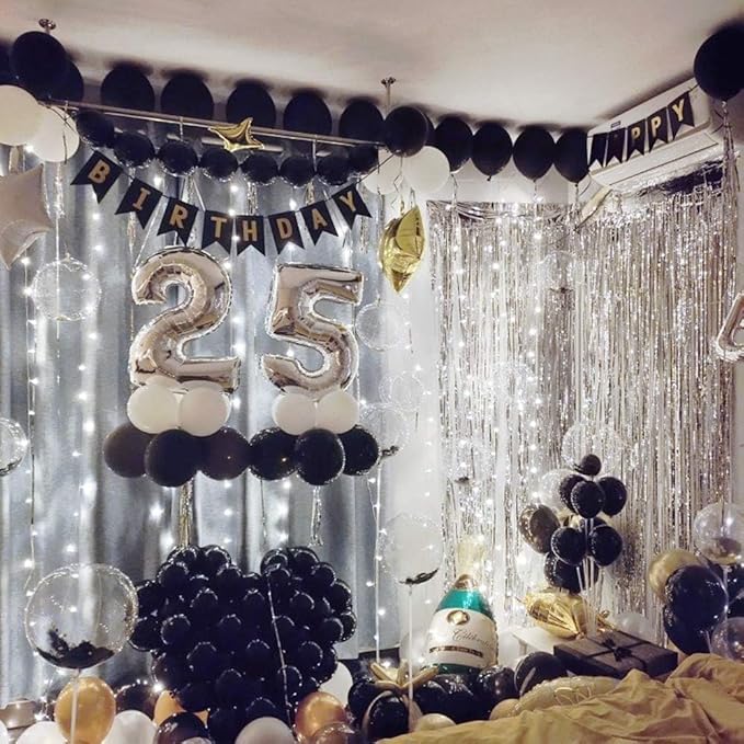 Foil Fringe Curtain Christmas Party Decorations - Silver Metallic Tinsel Photo Booth Backdrop Party Steamers Curtains for Valentines Day/25th Birthday/Anniversary/Bachelorette/Engagement Decorations
