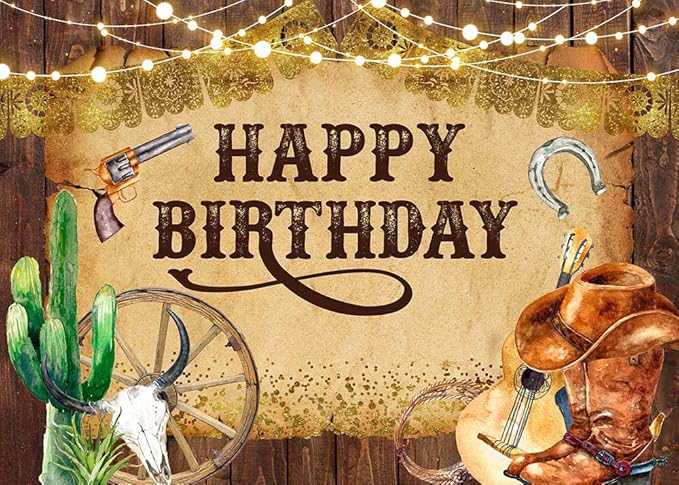 Mocsicka Western Backdrop Western Party Decorations Wild West Rodeo Cowboy Background Brown for Boys Birthday Party Supplies Banner for Photography (10x7ft(120x82 inch))