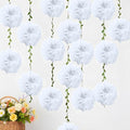 White Flower Garland for Backdrop - 2 Pcs Artificial Paper Floral Garlands for Wedding Home Decor, 8.2 Ft Hanging Fake Flower Vines for Room Wall Table Garden Decoration Aesthetic