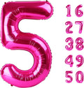 Rose Red Number 5 Balloon 40 Inch,Jumbo Giant Mylar Hot Pink Number 5,Big Large Foil Helium Number Balloons, Digital 5 Helium Balloons for Girls 15 25 Birthday Graduation Princess Party Decorationsn