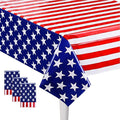 3 Pack American Flag Tablecloth, 54" x 108" Disposable Plastic Table Covers for Columbus Day, 4th of July Decoration