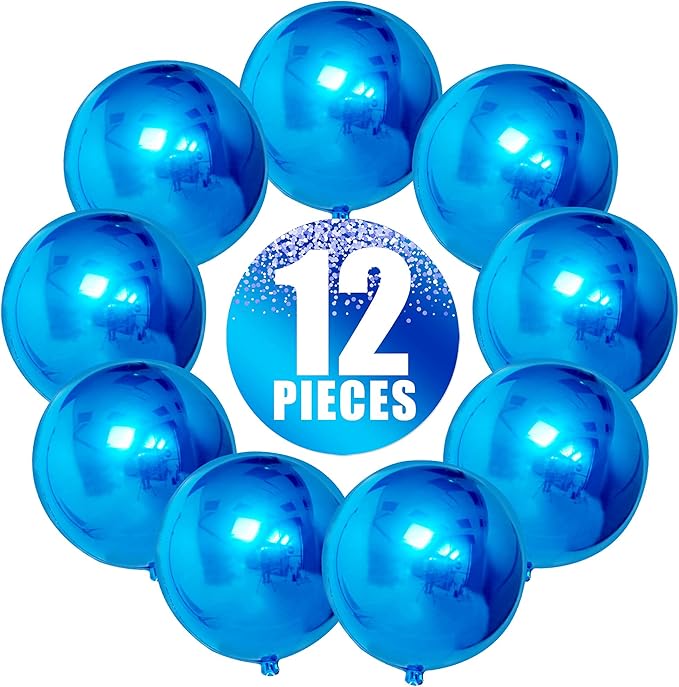 KatchOn, Large Royal Blue Balloons - 22 Inch, Pack of 12 | Royal Blue Metallic Balloons for Graduation Decorations | Blue Foil Balloon, Under The Sea Party Decorations