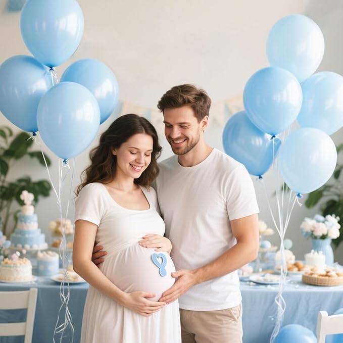 Pastel Blue Latex Party Balloons 100 Pack 12 inch Round Light Blue Balloons for Wedding Baby Shower Gender Reveal Birthday Party Decoration