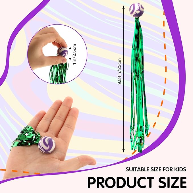 Leyndo 100 Pcs Colorful Streamer Balls Rubber Comet Ball Decorations for Party Favors, Goodie Bag Stuffers,Piñata Fillers, Assorted Colors