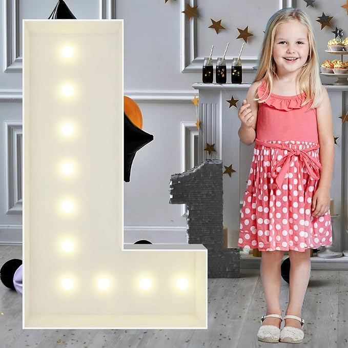 3FT Marquee Light Up Letters L, Big Marquee Letter for Baby Shower Birthday Engagement Wedding Marry Me Party Decor