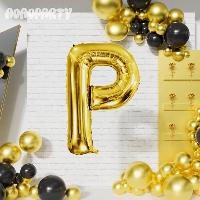 Letter Balloons 40Inch Large Giant big Foil Mylar Gold Balloons P for Birthday Party Decorations
