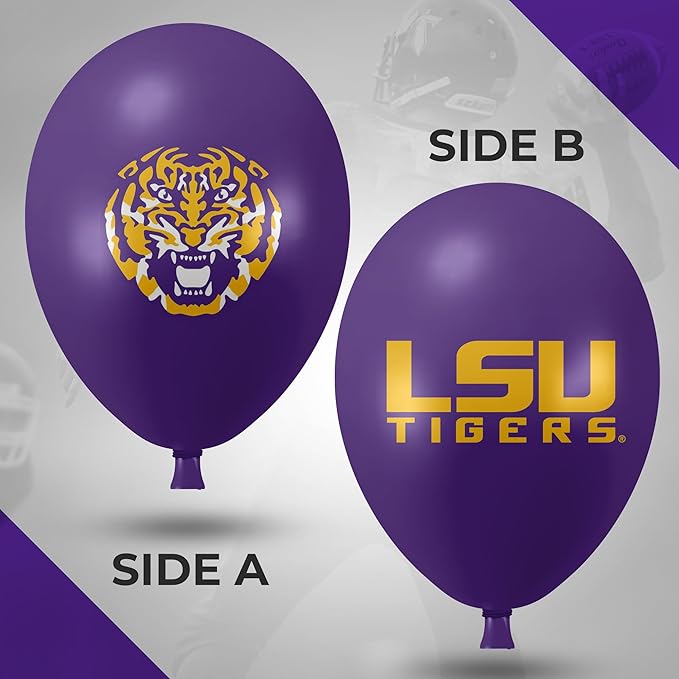LSU Tigers Balloons 10 Pack 11" Official Licensed Logos, Helium Quality Latex Balloons, Perfect for College Football Team Celebration, Decorated Front and Back by Westrick