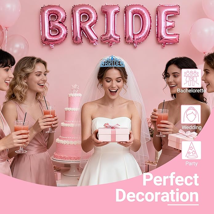 3Pcs Bride to Be Sash with Crown and Veil for Bachelorette Party Decorations，Bridal Shower Accessories for Gift, Favors