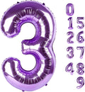 Numbers Balloon 3, 40 Inch Large Purple Balloon for Three Year Old Birthday Decor, 3 13 30 31 Birthday Party Decorations for Wedding Supplies