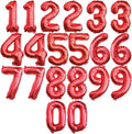 [20 Pcs] 16" Red Foil Number Balloons (2 sets of 0-9) - Mylar Aluminum Hanging Decorations for Graduation, Birthday, Christmas & New Year's Eve Parties