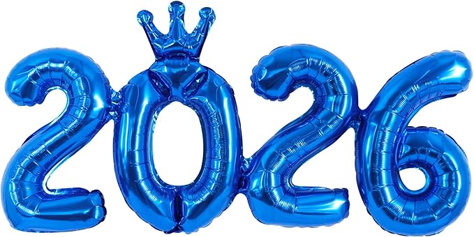 TONIFUL 2026 Navy Blue Crown Foil Number Balloons 16 Inch Navy Blue Number Banner 2026 Graduation Aluminum Foil Mylar Balloons for New Year Eve Christmas Anniversary Party Supplies