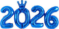 TONIFUL 2026 Navy Blue Crown Foil Number Balloons 16 Inch Navy Blue Number Banner 2026 Graduation Aluminum Foil Mylar Balloons for New Year Eve Christmas Anniversary Party Supplies