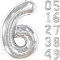 40 Inch Silver Mylar Foil Number 6 Birthday Balloon, Digital Balloons for 6 16 Boy Girl Party Decorations Supplies, Big Helium Balloon Numbers for 26 36 46 60 Men Women Anniversary
