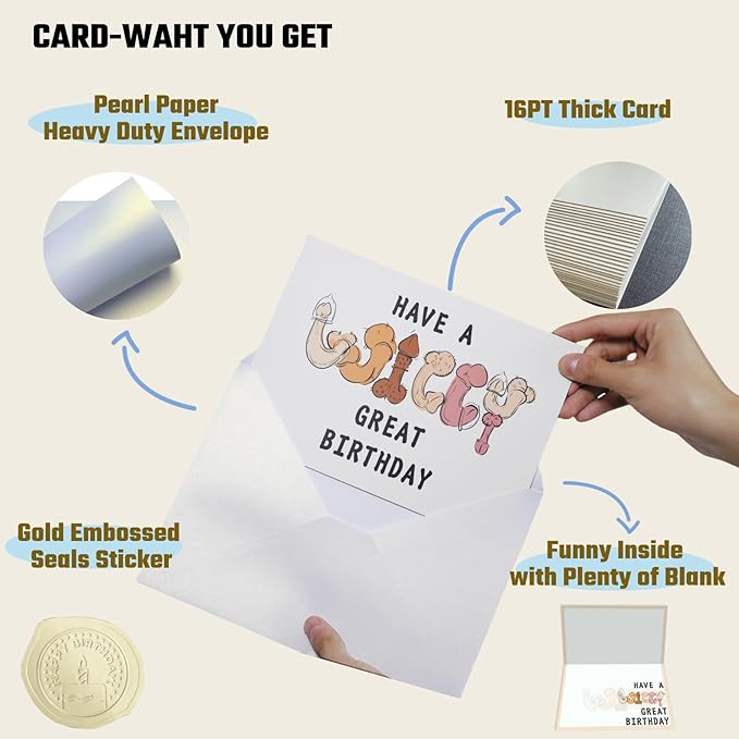 Funny Birthday Card for Women Men|Rude Birthday Card for Female Friends| Funny Rude Adult Theme Bday Cards ‘Willy Great Birthday’