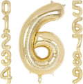 Light Gold Number 6 Balloon 40 Inch, Big Large Foil Helium White Gold Number Balloons, Giant Mylar Number 6 Balloons for 6 Year Old Birthday Party Decorations Supplies Anniversary