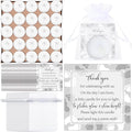 50 Sets Baby Shower Party Favors Including 50 Pcs Unscented Tealight Baby Shower Candles Gift Bags Cards for Gender Reveal Party Supplies(White Silver)
