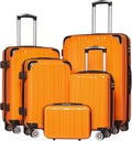 Coolife Luggage Sets, 5 Piece Durable Suitcase, Lightweight Carry on Luggage with PC+ABS Hardshell, Dual Spinner Wheels, TSA Lock and YKK Zipper (orange new, 5 piece set)